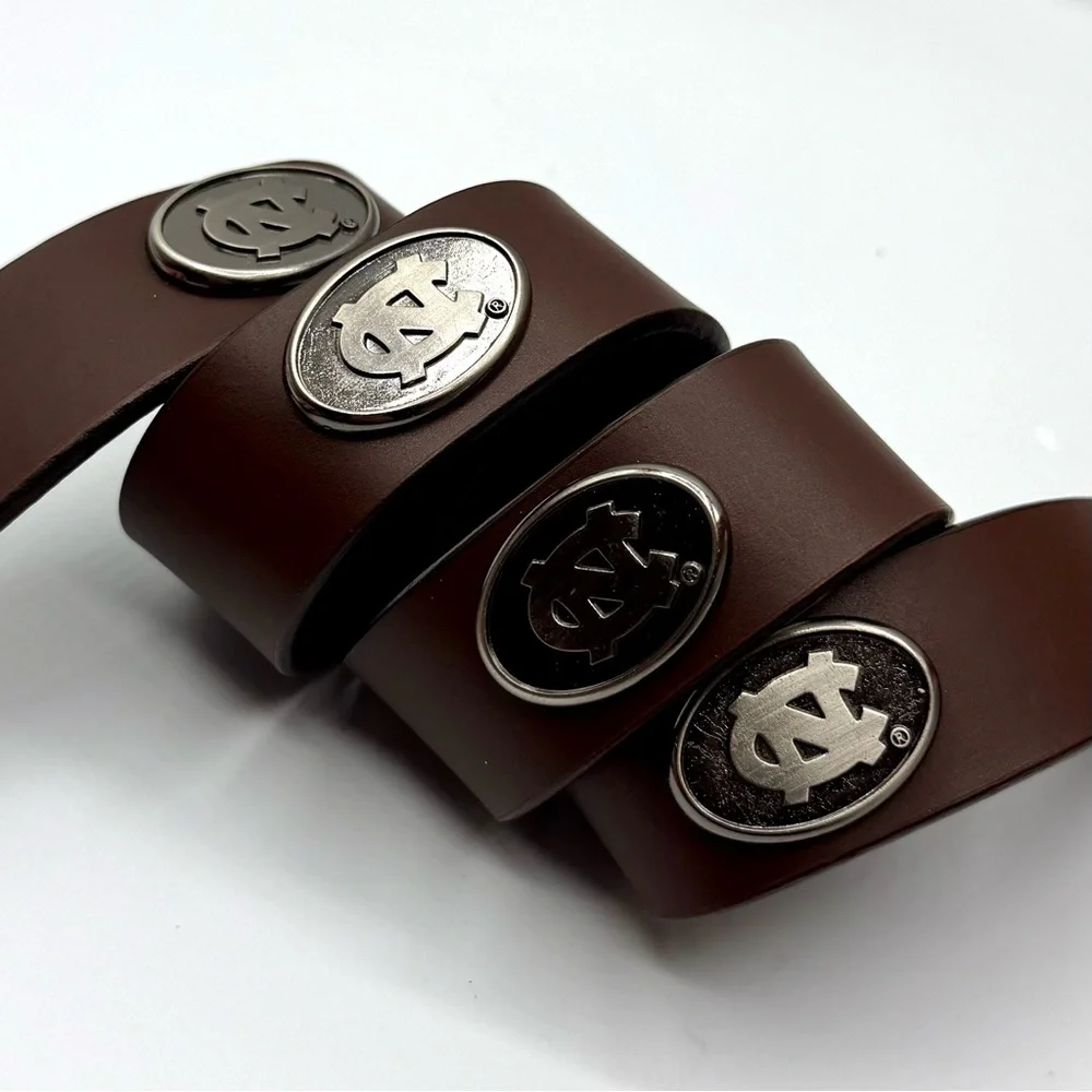 Eagles Wings UNC Tarheels Studded College Logo Genuine Leather Belt